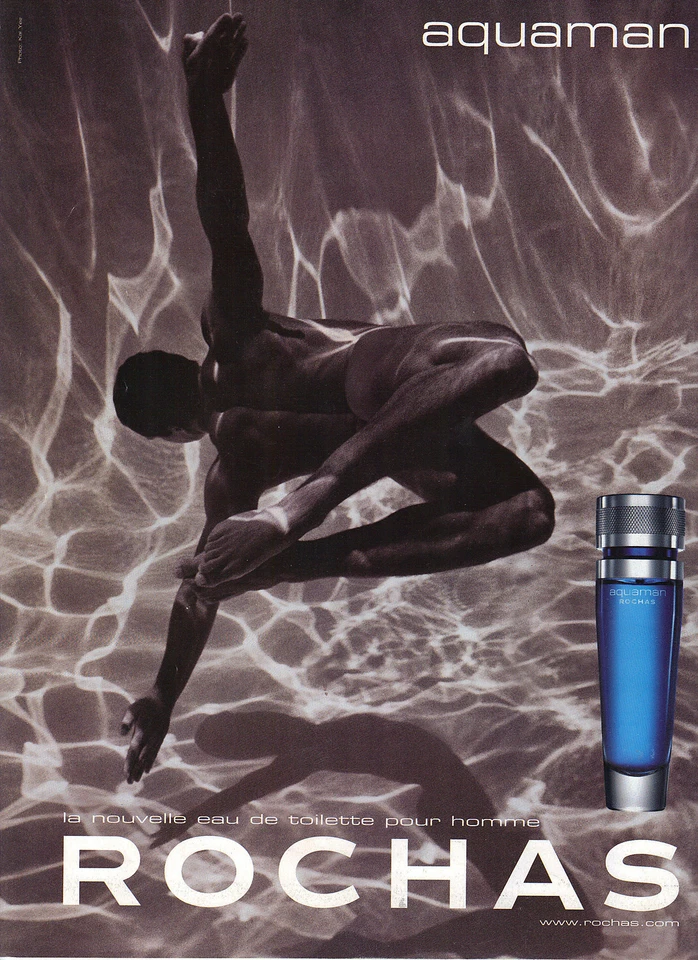 PUBLICITE ADVERTISING  2001    ROCHAS    eau de toilette parfums AQUAMAN - Photo 1/1