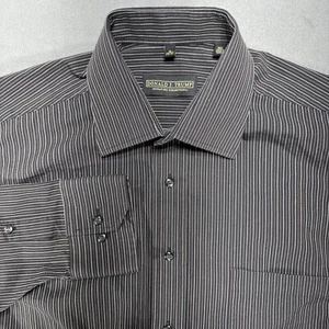 Donald J Trump Shirt Mens 16 34/35 Brown Striped Signature Collection Button Up - Picture 1 of 12