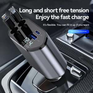 4IN1 100W Retractable Car Charger USB Type C Cable For Phone Fast-Charge Adapter - Picture 1 of 14