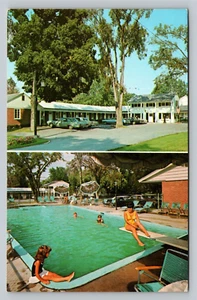 Colonial Motor Inn Pool Dual View Car Burlington Vermont Vintage Unused Postcard - Picture 1 of 3