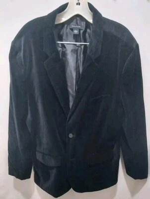 Structure Mens Black Velvet Blazer Jacket Career Formal Goth  XL - Image 1 of 4