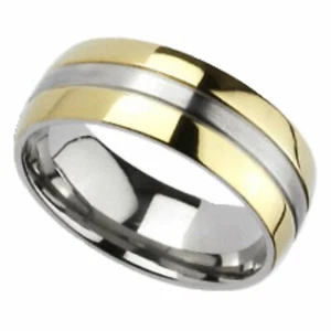 Anillo informal tradicional enchapado en oro fotovoltaico de titanio banda de boda de 8 mm - Imagen 1 de 5