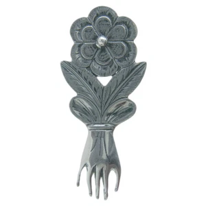 Ciondolo MILAGRO in argento sterling massiccio MANO CON FIORE (M-140) - Foto 1 di 2