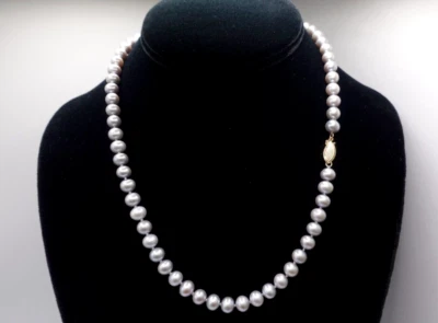 Collar Nudo Oro Amarillo 14k Azul Perla Cultivada 7mm 18" Foto 1 de 3