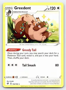 Greedent 152/192 Rare Rebel Clash Pokemon Card - NM Near Mint - Picture 1 of 5