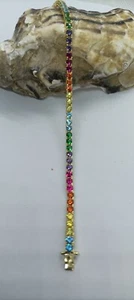 BRACCIALE TENNIS RAINBOW ARGENTO DORATO MM 3 UNISEX 4 GRIFFE CM 18 EXPLOIT - Foto 1 di 4