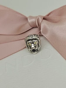 Authentic Pandora Sterling Silver Lion Charm with Yellow Citrine Eyes  790443CZY - Picture 1 of 4