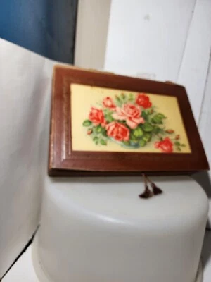 Vintage 1930s Celluloid Rose Floral  Gift Candy Box Romantic Shabby Chic  - Image 1 of 4
