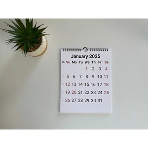 Wall Calendar Minimalist Design Wire Bound With Hanger | 8" x 10" - Picture 1 of 5