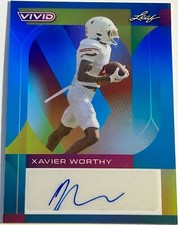 2023 Leaf Vivid XAVIER WORTHY Texas Longhorns Blue Refractor Auto Autograph 1/1