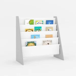 Childrens Kids Book Shelf Wooden Sling Storage Rack Organizer Bookcase Bookshelf - Picture 1 of 6