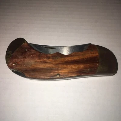 Faca de bolso dobrável lâmina única grande grossa vintage antiga aço inoxidável rara - Imagem 1 de 4