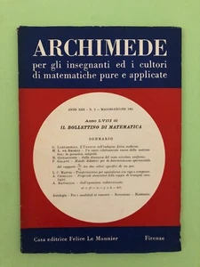 ARCHIMEDE - Il bollettino di matematica - N° 3 maggio/giugno 1961 - Rivista[r03] - Imagen 1 de 2