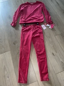 Juicy Couture Gils Sz L(14)Velvet  Red   Track Pant & Top Set - Picture 1 of 11