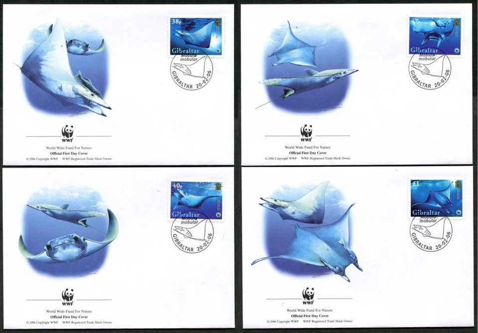 GIBRALTAR - 2006 WWF 'GIANT DEVIL RAY' Set of 4 First Day Covers [C4612] - Image 1 of 1