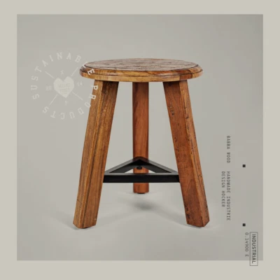 Babawood – Handmade Landhaus Design Hocker aus Holz - Image 1 of 4