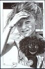 Modern Postcard: Child Poses With Her Rag Doll. Artwork By Brian Partridge
