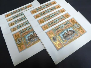 X10 ORIGINAL CIGAR BOX LABELS VINTAGE 1920 EMBOSSED CASTLE HALL INNER ANTIQUE - Picture 1 of 2