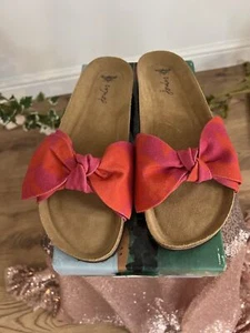 Sandalias deslizantes JOULES Bayside UK 3 5 6 9 cuero rosa fruta gamuza lazo NUEVAS OZ33 - Imagen 1 de 8
