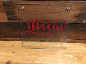 I Love Us Square Cutting Board - Tempered Glass - 7.75" - New - Picture 1 of 1