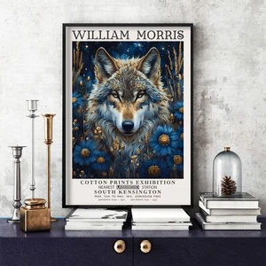 William Morris Print, Morris Exhibition Poster, Blue Collection Wolf (62u) - Picture 1 of 8
