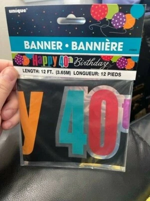 Unique Happy 40th Birthday 12ft. Party Banner New!!! - Image 1 of 2