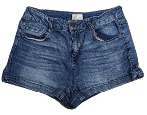 SO Jean Shorts Women's size 9 Light Wash 1" Hem Slits Stretch Short-Shorts - Picture 1 of 9