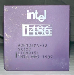 Intel 486 Vintage CPU - altes Logo sehr selten! - A80486DX-33 GOLD Keramik Prozessor - Bild 1 von 2