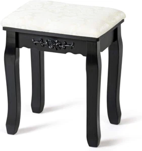 Vanity Stool Makeup Bench, Upholstered Dressing Stool with Pinewood Legs and Pad - Picture 1 of 9
