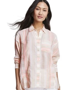 Vineyard Vines Women's Striped Weekend Button-Down Blouse Size 14 Cotton Blend - Picture 1 of 17