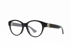 Gucci Women's Eyeglasses Optical Round GG0039O 001 Black Shiny Transparent 52mm - Picture 1 of 7