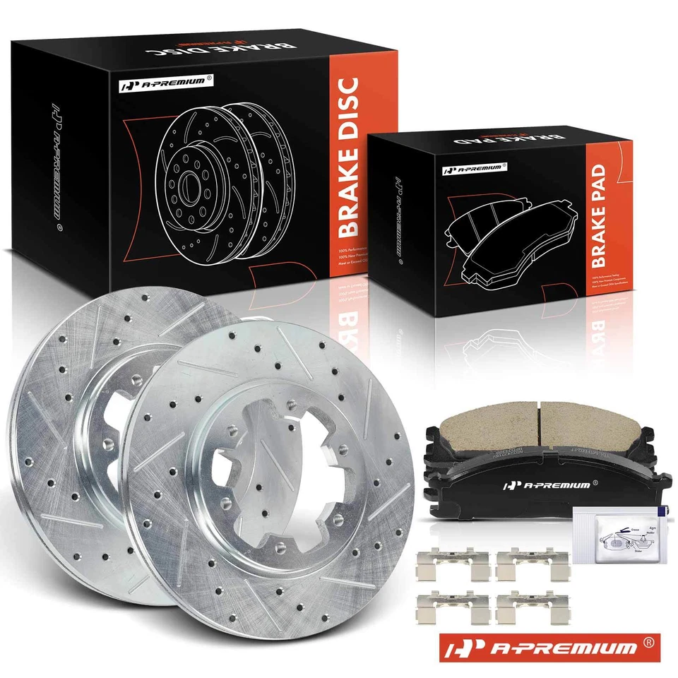 6x Rotores de freno perforados y pastillas de cerámica delanteras para Nissan Pathfinder 1987-1995 D21 Foto 1 de 4