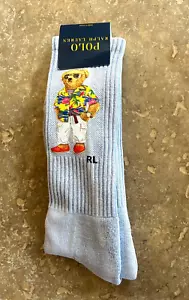 Polo Ralph Lauren Men's Socks 1 Pair XL (Fits 13-16) Blue w/ POLO Bear $22 NWT - Picture 1 of 7