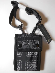 Unisex Doppel Druckknopf schwarz Paisley Schlüsselband Ausweis Doppelfaltung Geldbörse Nylon Neu mit Etikett - Bild 1 von 7
