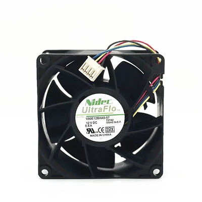 Nidec ultra-micro server fan FAN-0126L4 V80E12BHA5-57 T07A2 12V 0.6A 4-pin 8038 - Image 1 of 4