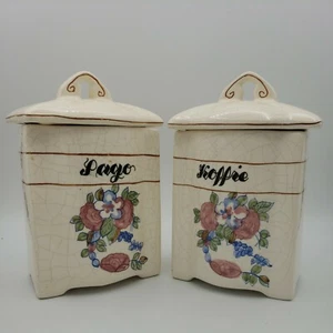Delfter Kaffeekanister Koffie Sago Gläser Dutch Crackle Keramik Deckelbehälter  - Bild 1 von 12