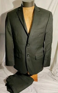 Men Pronto Uomo Platinum Black Wool Stripe Two Button Suit 40S 34x29 NWOT - Picture 1 of 11