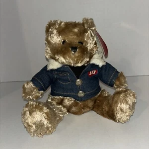 M&M Bear Plush Denim Jacket 8 Inch Galerie Stuffed Animal Toy - Picture 1 of 4