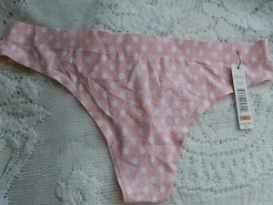 SOPHIE B. PINK WHITE DOTS THONG SZ SMALL NEW WITH TAGS. - Picture 1 of 5