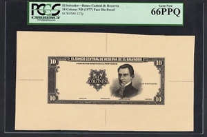 El Salvador 10 Colones ND(1977) P127p"Face Die Proof" Uncirculated Grade 66 - Picture 1 of 2
