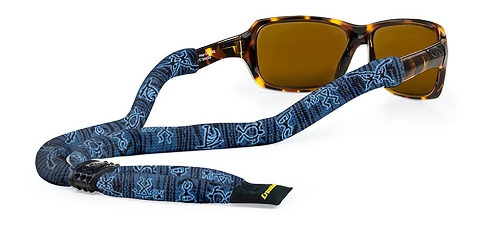 Croakies Printed Suiter Hawaiian Petroglyph Blue XL Poly Secure Eyewear Retainer