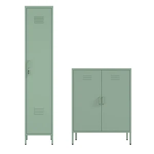 2-Piece Naomi Accent & Storage Cabinets with 8 Adjustable Shelves in Green - Picture 1 of 20
