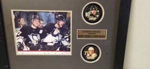Sidney Crosby Evgeni Malkin  Autographed Print w/pucks Framed (No Glass) See Pic - Bild 1 von 9