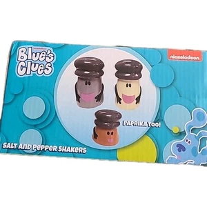Blue's Clues MR. SALT, MRS. PEPPER, AND PAPRIKA CERAMIC SHAKER SET New in Box - Picture 1 of 7