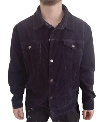 Nordstrom 1901 Black Faux Shearling Trim Corduroy Trucker Jacket Size Large - Image 1 of 4