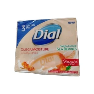 Dial Glycerin Omega Moisture Sea Berries Beauty Bar Soap 3 Pack 4oz Bars - Picture 1 of 1