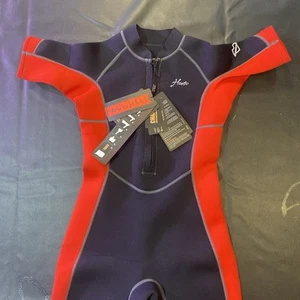 Herto Red and Black front zip Junior/Youth Quarter Wetsuit Size 12 - Picture 1 of 3