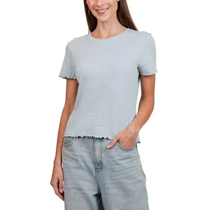 NUEVO Top Kersh para mujer M manga corta con volantes azul claro - Imagen 1 de 12