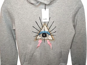 COACH Pyramid Eye Hoodie Womens Size XS Grey NEW $295 W/ COA Cow Leather Trims - Picture 1 of 17