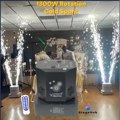 1300w Dual Head Rotation Cold Spark Spin Cold Pyro Flame Fireworks DMX Sparkler - Image 1 of 4